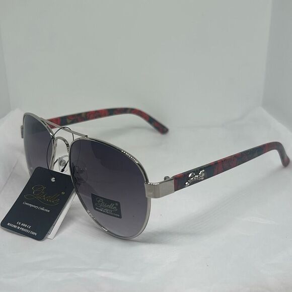 Giselle Contemporary Collection Aviator Sunglasses – UV400 Protection, Floral Ar - Picture 1 of 3